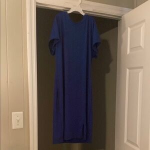 Blue Dress w/front slit, fitted